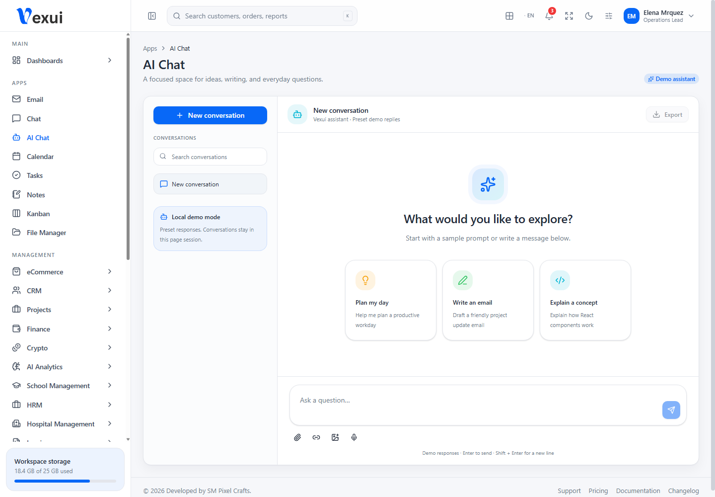 AI Chat screenshot from the current Vexui project
