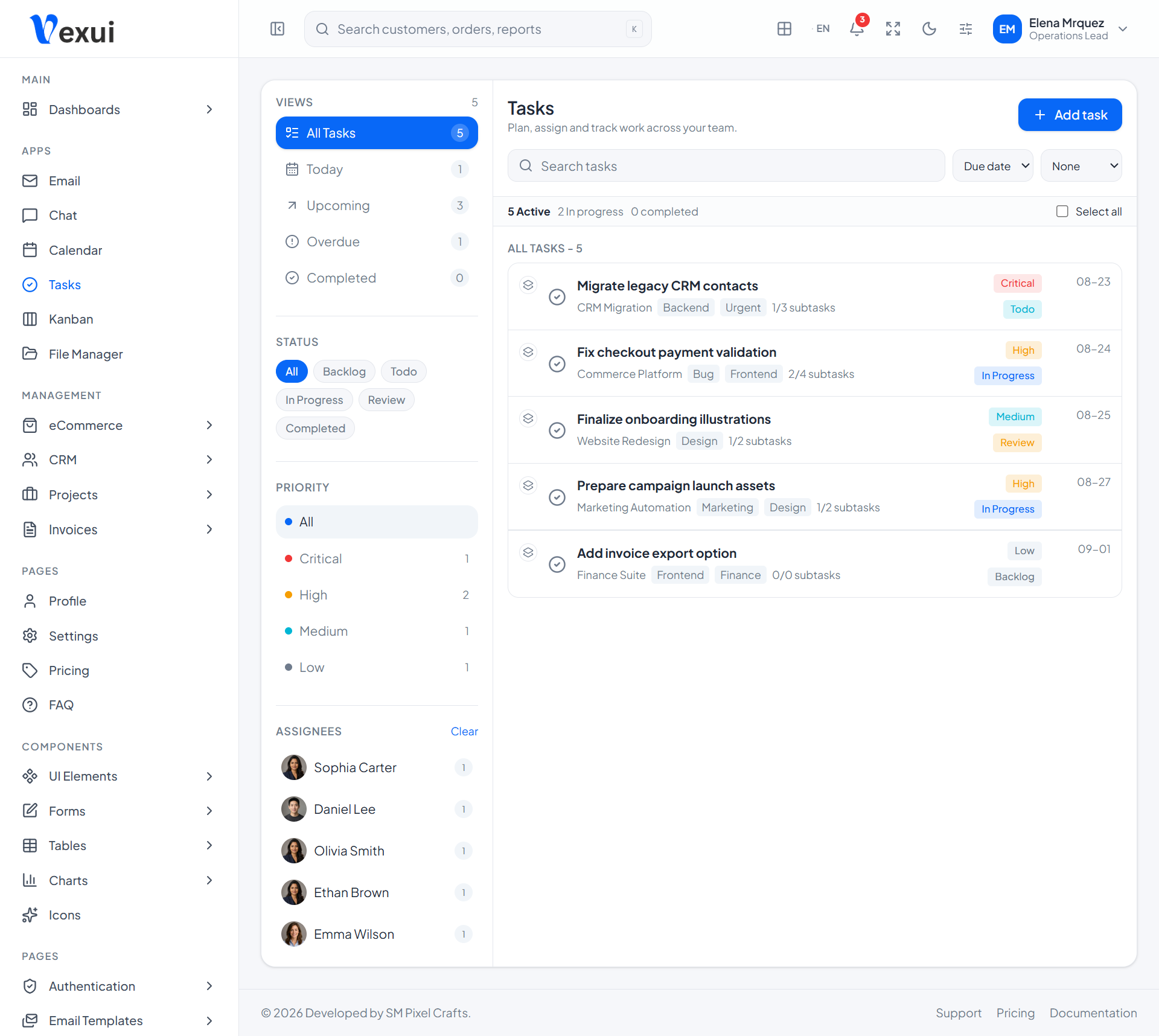Vexui Tasks application preview